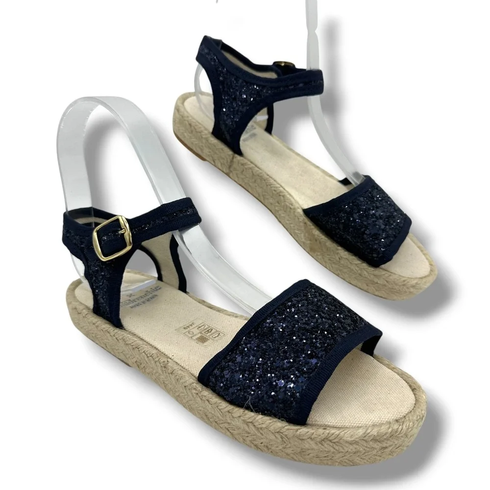 Crewcuts x Childrenchic Navy Glitter Espadrille Sandals Made in Spain Size 34